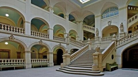 Treppenhaus Innenansicht Gebäude B des Amtsgerichts Darmstadt; Treppenhaus