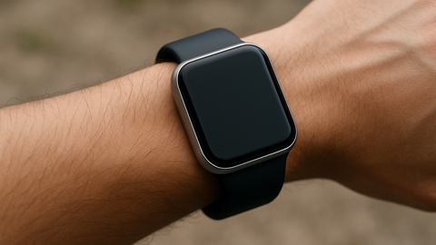 Ein Arm, an dem eine Smartwatch getragen wird.