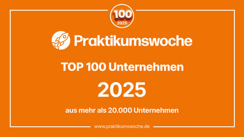 Schriftzug Praktikumswoche - TOP 100 Unternehmen 2025 - aus mehr als 20000 Unternehmen